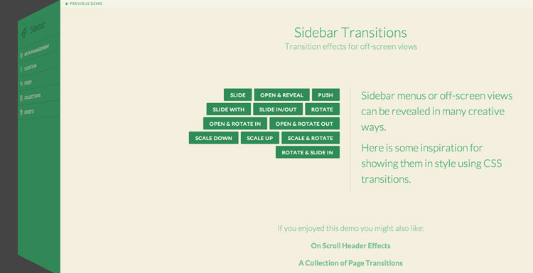 Sidebar Transitions - Effets de transitions sur la navigation