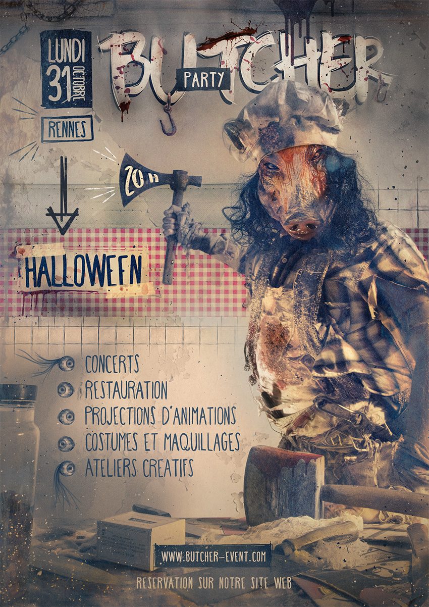 affiche butcher party halloween