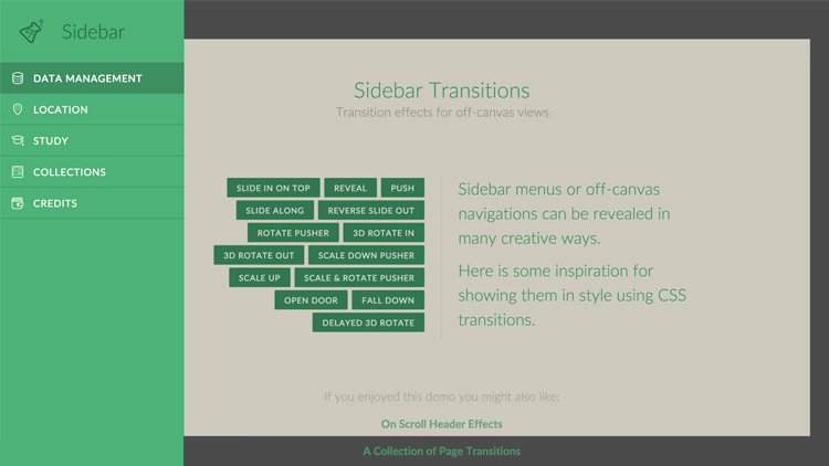 Sidebar Transitions - Effets de transitions sur la navigation