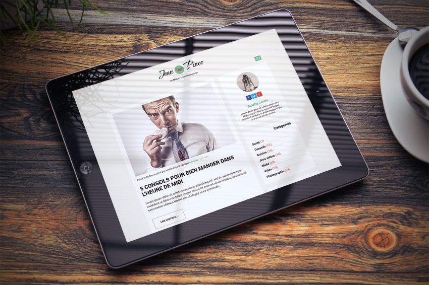 Mockup tablette d'un blog responsive