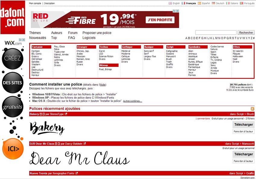 Dafont - Le site de fonts (police d'écriture) gratuits pour windows et mac