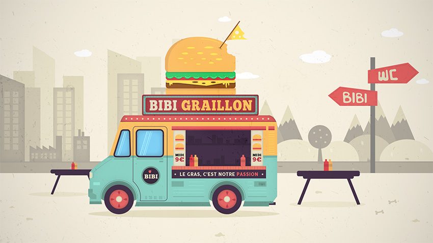 rendu tuto food truck illustration vectorielle