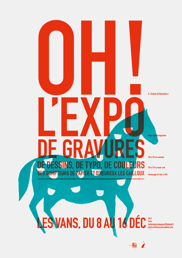 affiche expo de gravure dessins typo couleurs