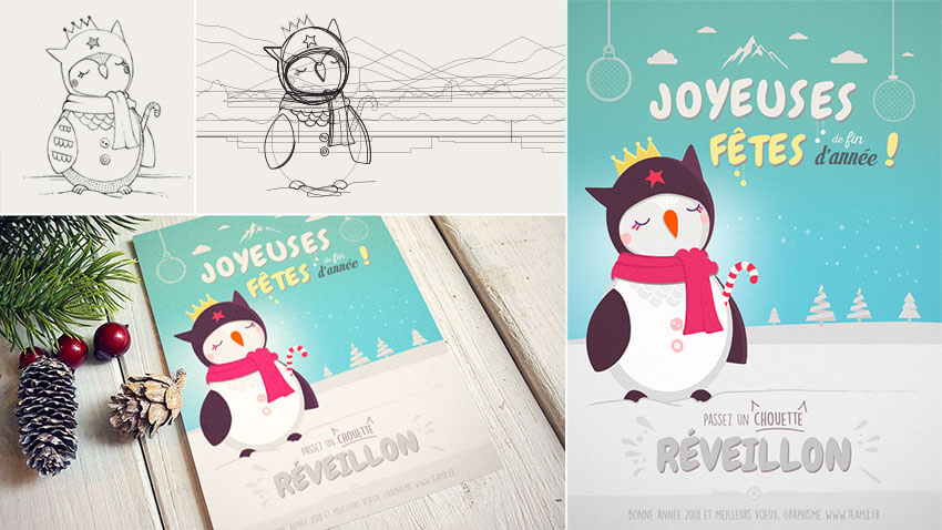 process tuto carte de voeux animee