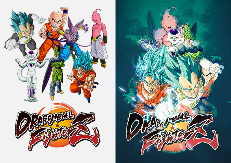 rendu tuto photoshop affiche dragon ball fighterz