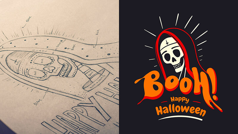 tuto simplification logo Halloween illustrator
