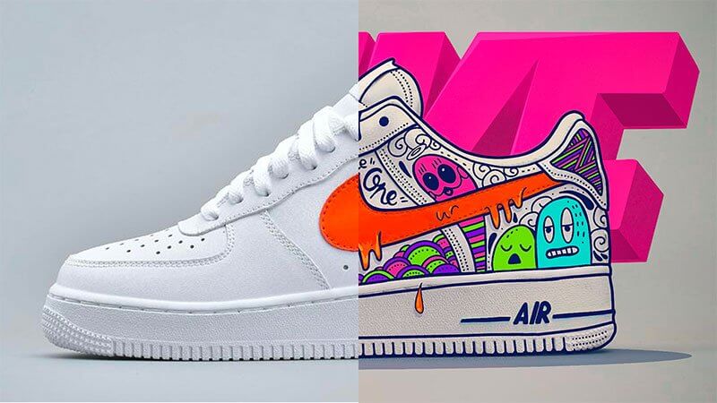 Nike AIR Force 1 en doodle art avec Procreate