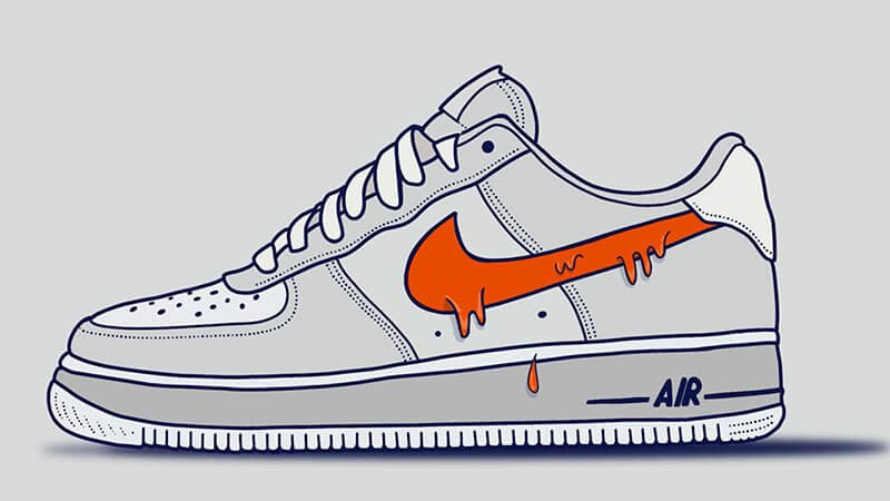واقي الشمس البرتقالي Doodle Art » Custom d'une Nike AIR Force 1 avec Procreate واقي الشمس البرتقالي