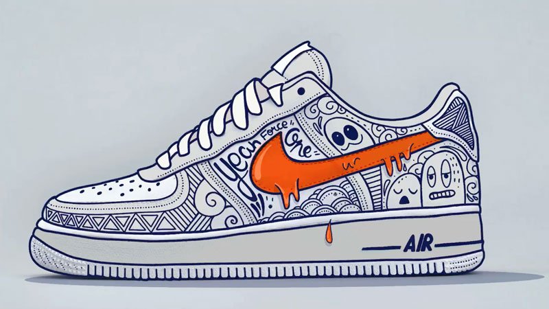 شانجان ايدو  من الداخل Doodle Art » Custom d'une Nike AIR Force 1 avec Procreate شانجان ايدو  من الداخل