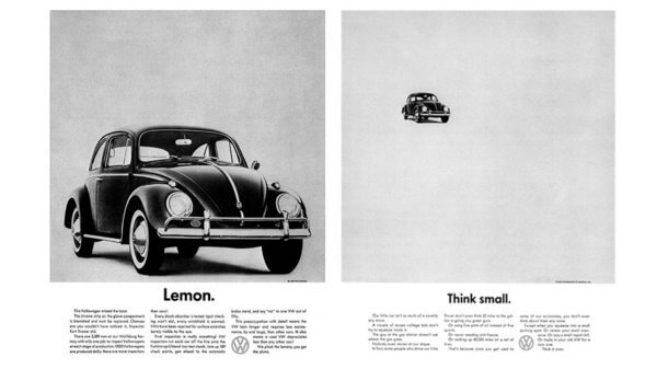 Futura utilisée dans les anciennes publicités pour la Coccinelle de Volkswagen