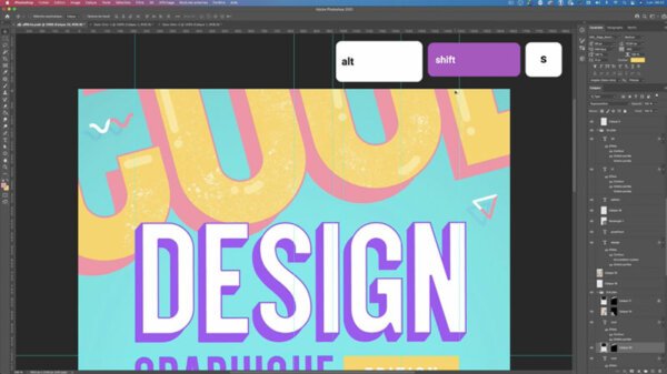 Présentation des raccourcis clavier Photoshop lors de la création d'un design graphique