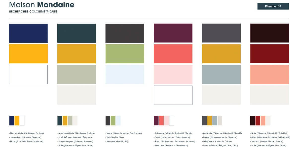 Recherche palette de couleurs pour la création du logo Maison Mondaine